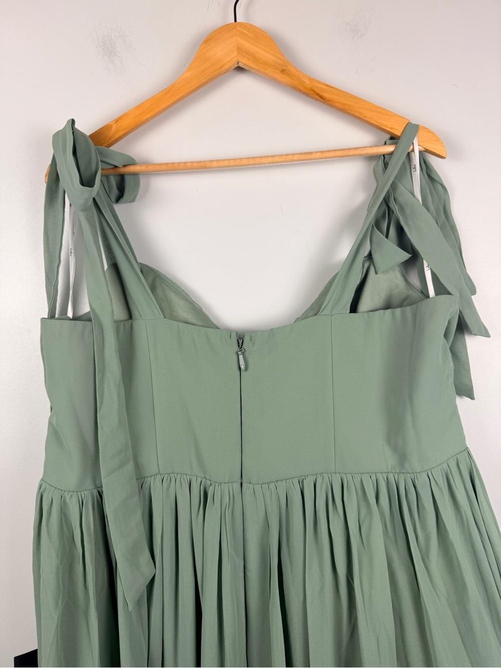 Lulus Radiant Charisma Sage Brush Chiffon Ruched Tie-Strap Maxi Dress XL Sage - Picture 7 of 12